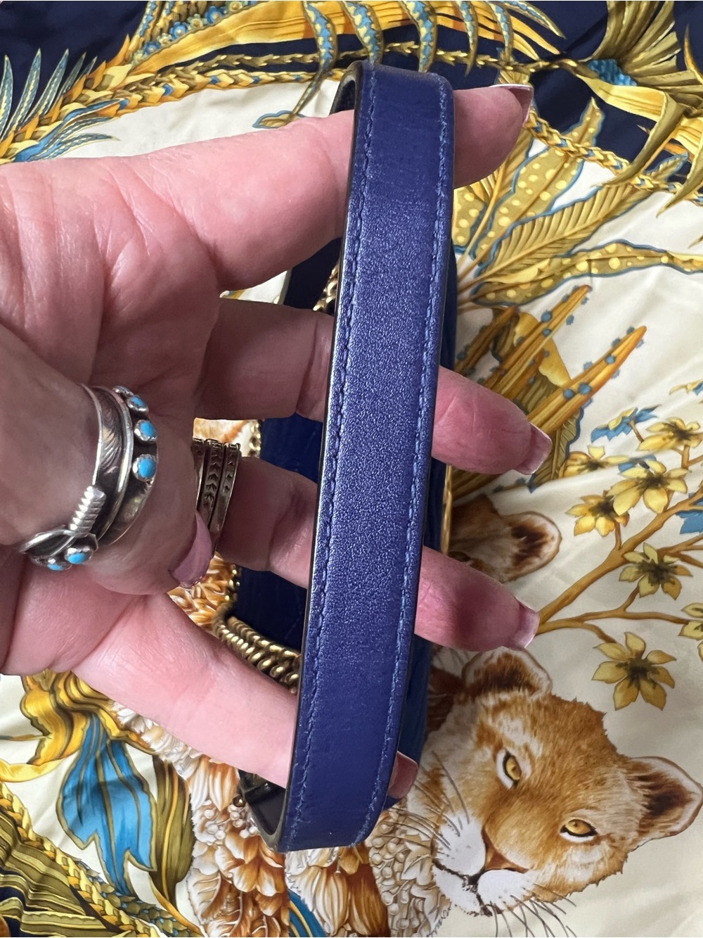 Gucci Royal Blue Velvet GG Marmont Crossbody Bag - Picture 15 of 16